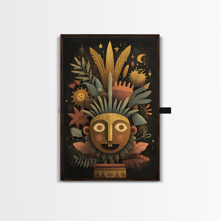 The Mask Of The Crawling God, Gouache Halloween Art, Vertical Wall Art, Canvas Print, Cute Halloween Wall Art
