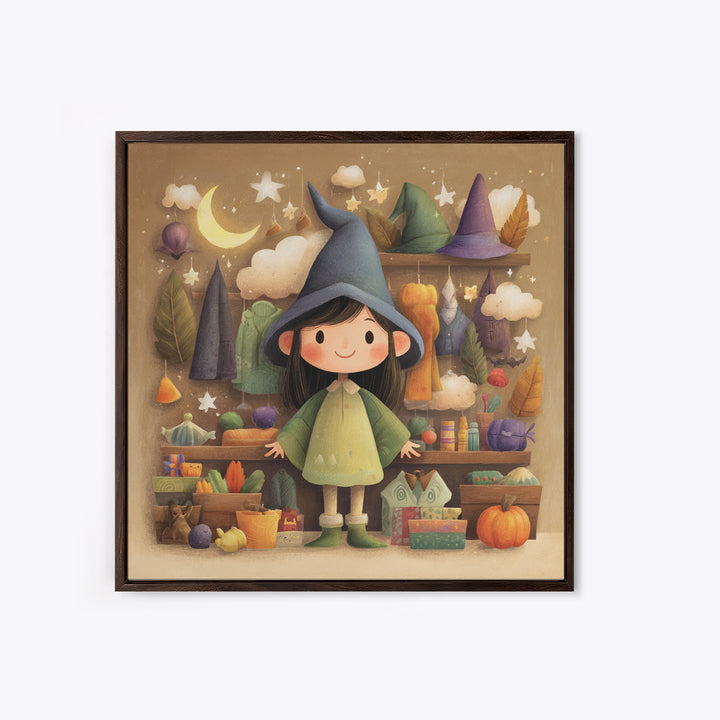 The Enchanted Costume Closet, Pastel Halloween Art, Square Wall Art, Canvas Print, Cute Halloween Wall Art
