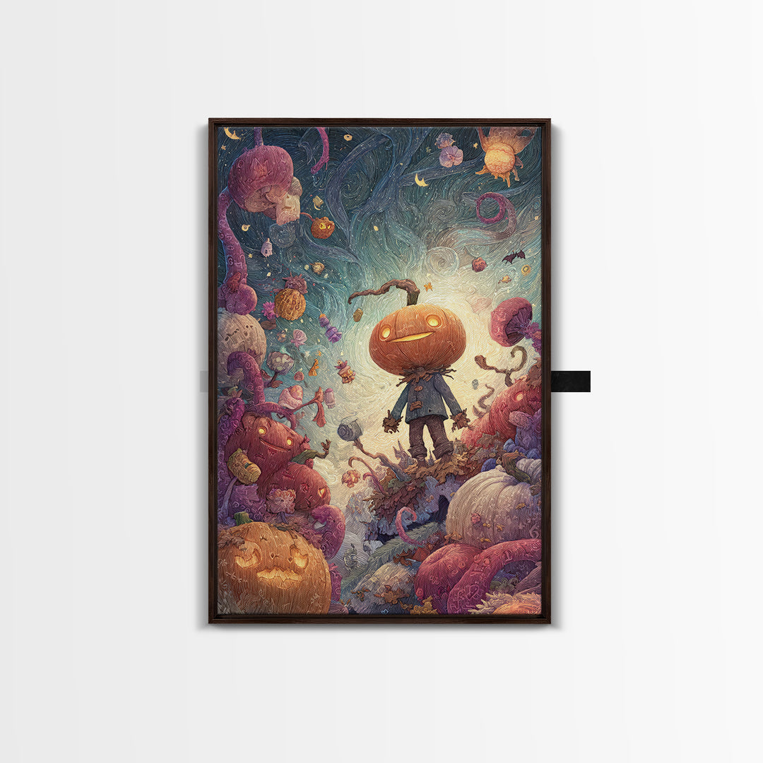 The Harvest Of The Eldritch Field, Plush Halloween Art, Vertical Wall Art, Canvas Print, Cute Halloween Wall Art