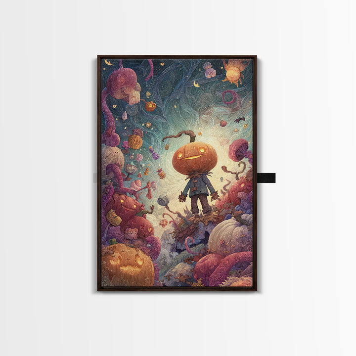 The Harvest Of The Eldritch Field, Plush Halloween Art, Vertical Wall Art, Canvas Print, Cute Halloween Wall Art