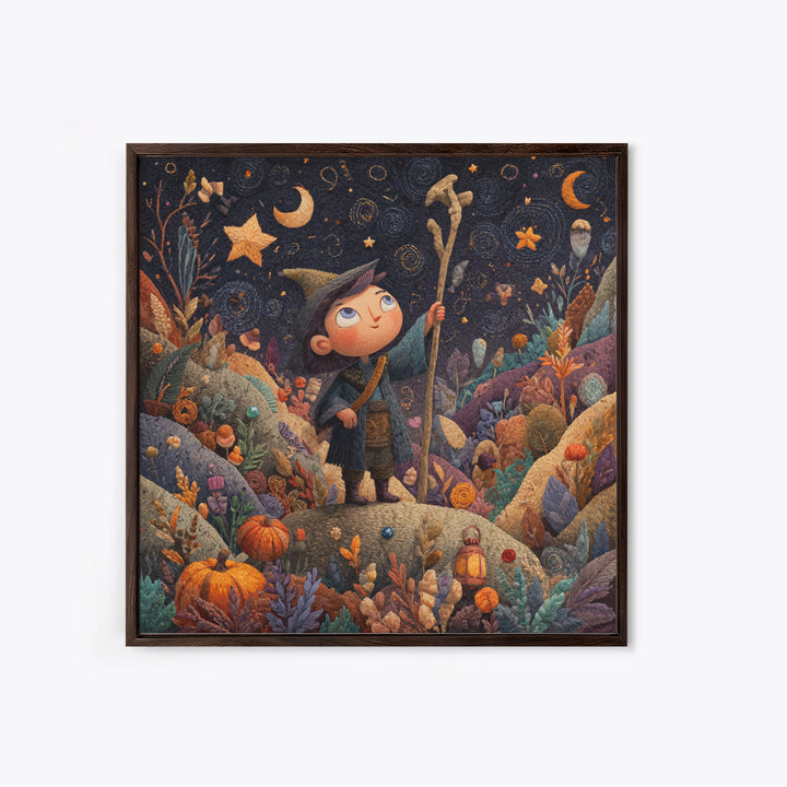 The Star-Seer Of Black Dunwich, Embroidered Halloween Art, Square Wall Art, Canvas Print, Cute Halloween Wall Art