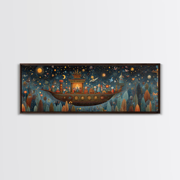 The Candelit Ark Of Forgotten Stars, Plush Halloween Art, Extra Wide Wall Art, Canvas Print, Cute Halloween Wall Art