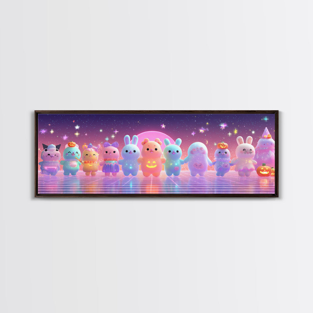The Costume-Changing Wand, Vaporwave Halloween Decor, Extra Wide Wall Art, Canvas Print, Retro Halloween Decor, Neon Wall Art