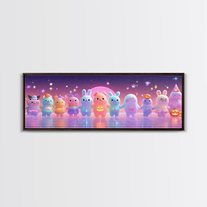 The Costume-Changing Wand, Vaporwave Halloween Decor, Extra Wide Wall Art, Canvas Print, Retro Halloween Decor, Neon Wall Art