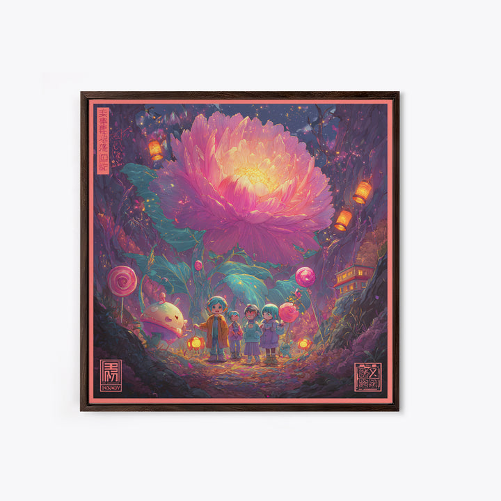 The Monster Flower Shop, Synthwave Halloween Art, Square Wall Art, Canvas Print, Retro Halloween Decor, Neon Wall Art, Halloween Wall Art