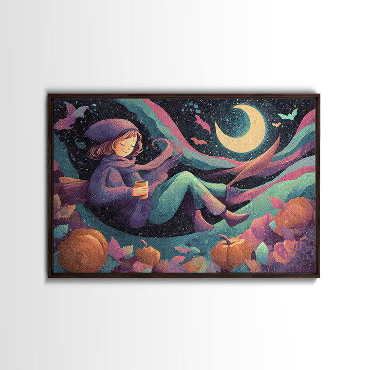 The Candy Comet Adventure, Synthwave Halloween Art, Landscape Wall Art, Canvas Print, Retro Halloween Decor, Neon Wall Art