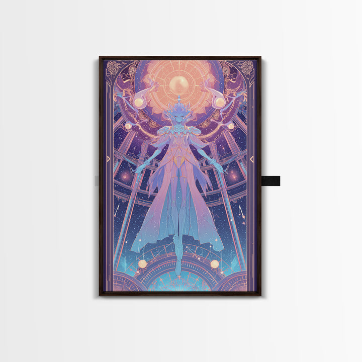 The Dreaming Priest Of The Outer Gate, 80s Halloween Wall Art, Vertical Wall Art, Canvas Print, Retro Halloween Decor, Neon Wall Art