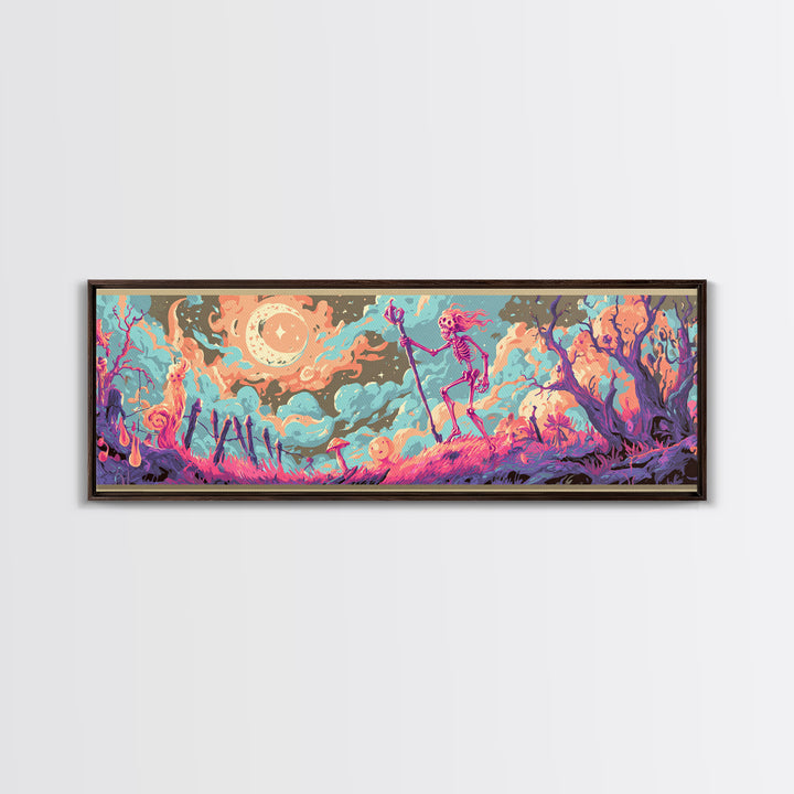 The Star-Seer Of Black Dunwich, Cosmic Synthwave Horror, Extra Wide Wall Art, Canvas Print, Retro Halloween Decor, Neon Wall Art