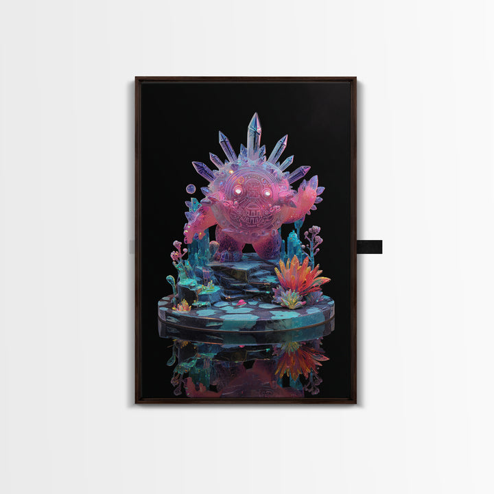 The Keeper Of The Black Reef Key, 80s Halloween Wall Art, Vertical Wall Art, Canvas Print, Retro Halloween Decor, Neon Wall Art