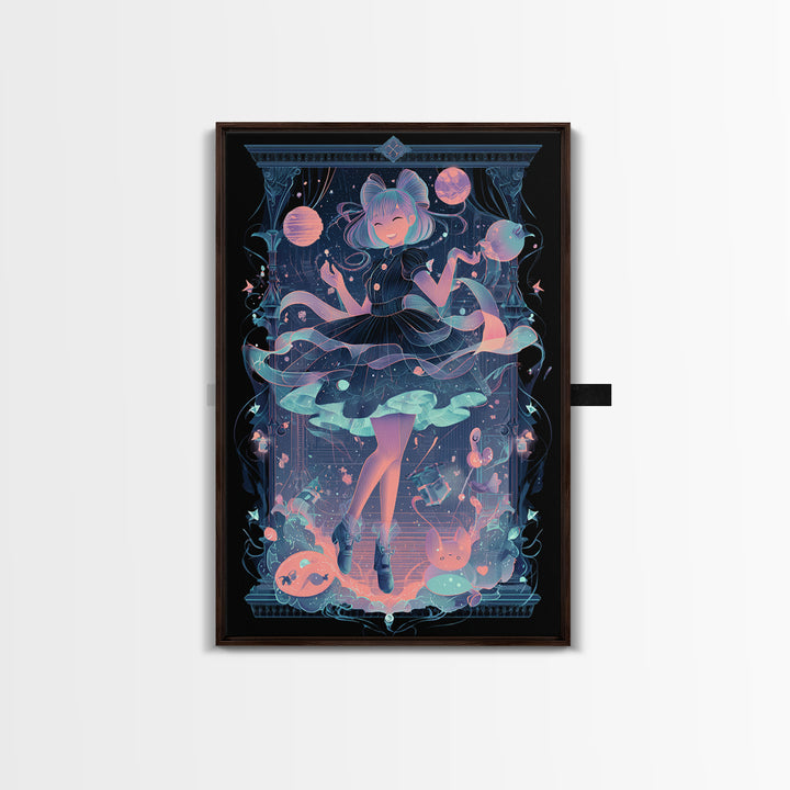 The Seamstress Of Living Nebulae, 80s Halloween Wall Art, Vertical Wall Art, Canvas Print, Retro Halloween Decor, Neon Wall Art