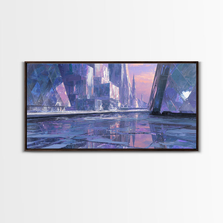 Ai Mask Portrait Framed Canvas Print, Cyberpunk Art, Modern Wall Art, Living Room Decor, Oil Painting, Neon, Minimalist Poster, CYB-2x1-92