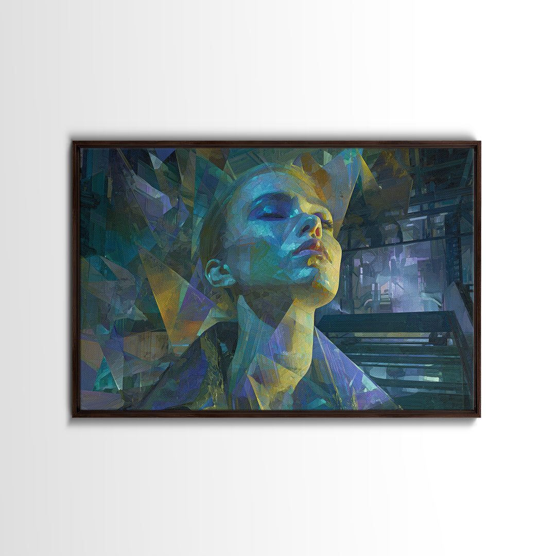 Ai Mask Portrait Canvas Print, Cyberpunk Art, Luxury Decor, Living Room Decor, Fine Art, Neon 576, Cyberpunk, CYB-3x2-76