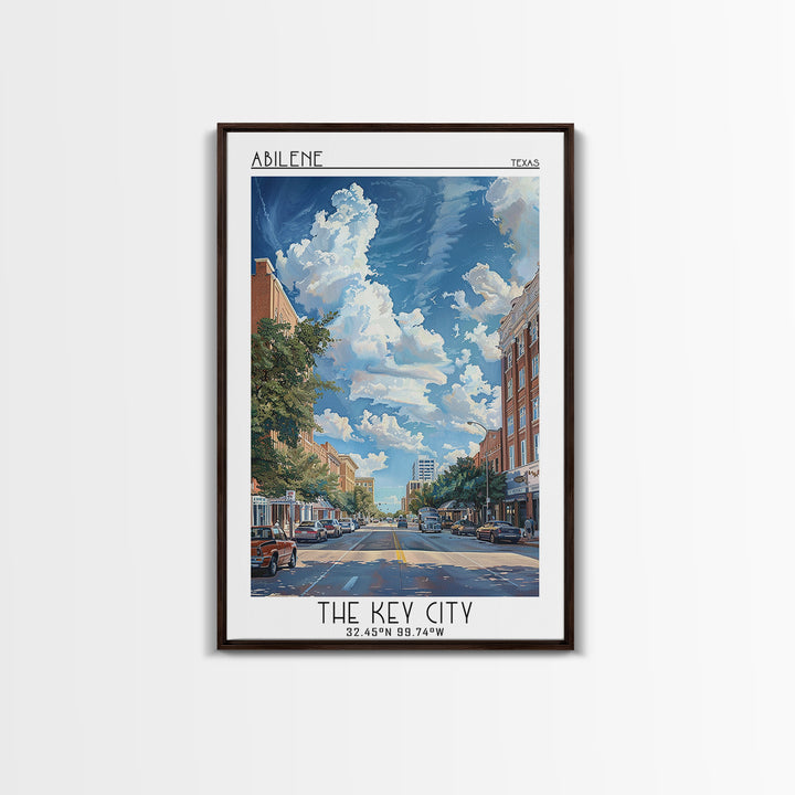 Abilene Travel Poster, Framed Canvas Print, Travel Wall Art, City Wall Art, City Travel Poster, Mid Century Wall Art, Travel Posters