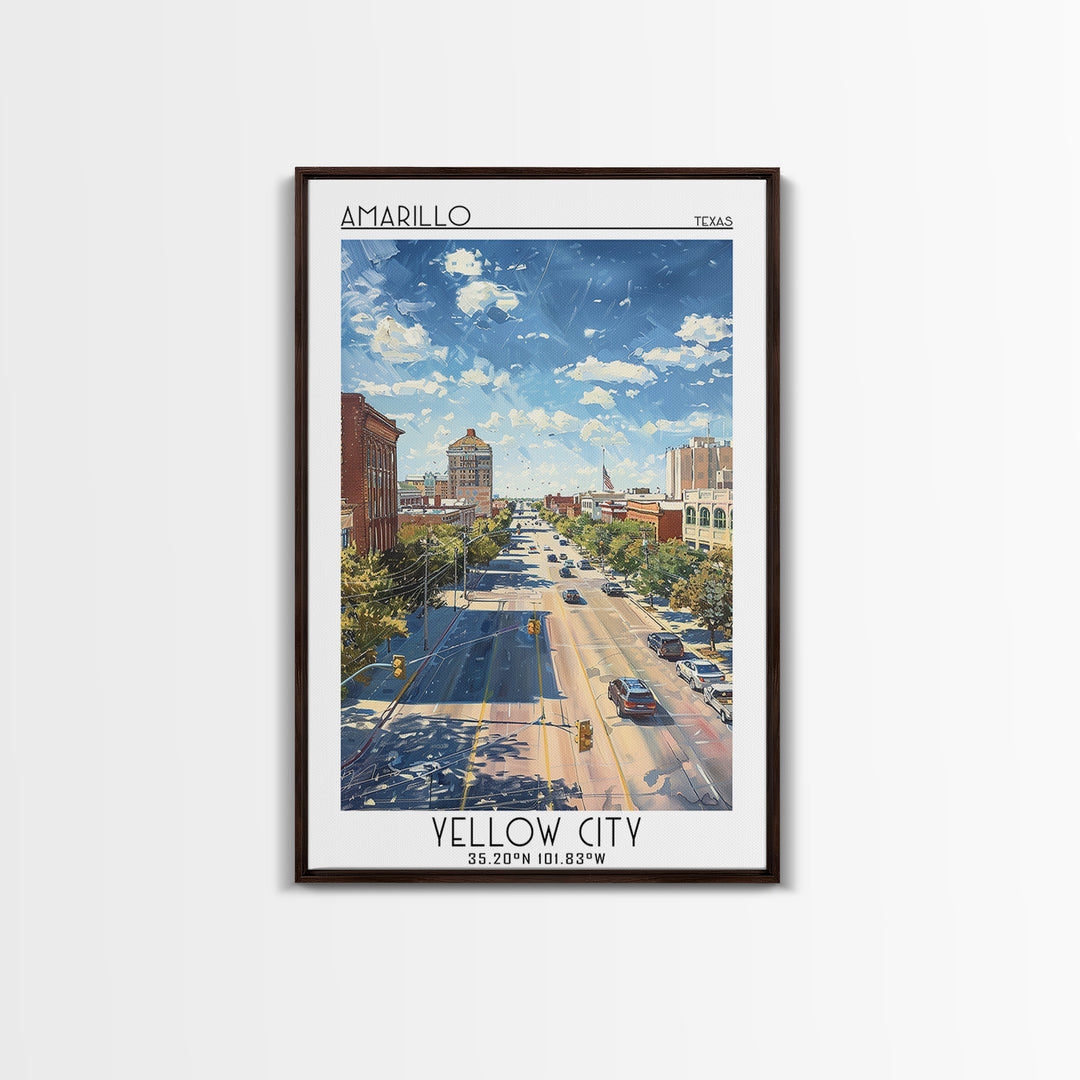 Amarillo Travel Poster, Framed Canvas Print, City Travel Poster, Travel Wall Art, Wall Art, Travel Prints, Home Decor, City Wall Art