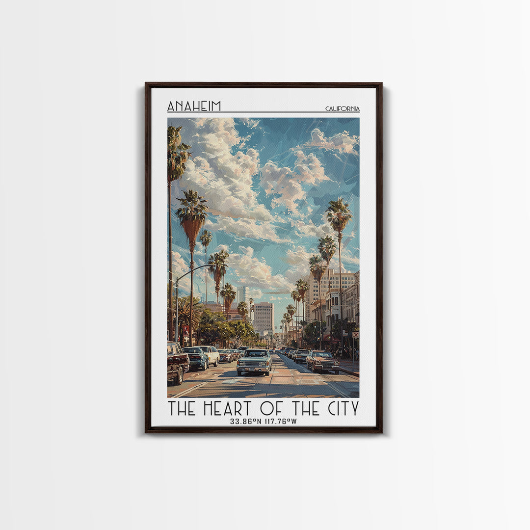 Anaheim Travel Poster, Framed Canvas Print, Travel Prints, Landscape Art, Vintage Travel Art, Minimalist Poster, Retro Travel Poster