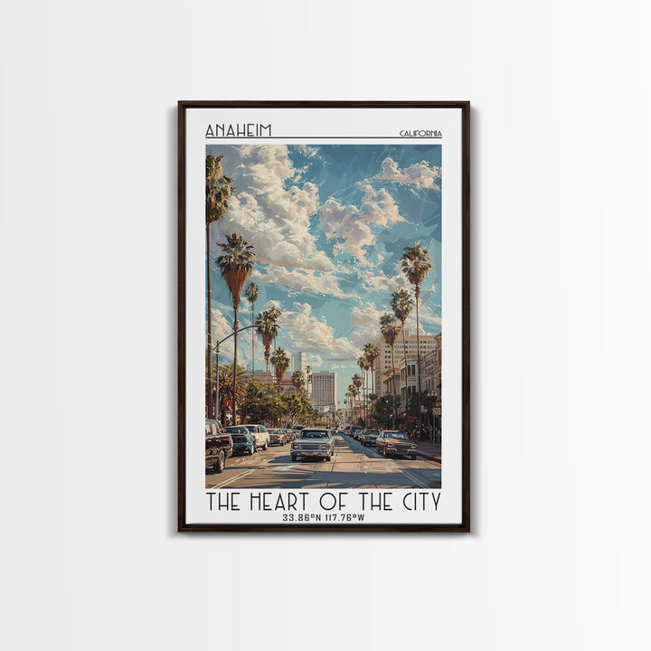 Anaheim Travel Poster, Framed Canvas Print, Travel Prints, Landscape Art, Vintage Travel Art, Minimalist Poster, Retro Travel Poster