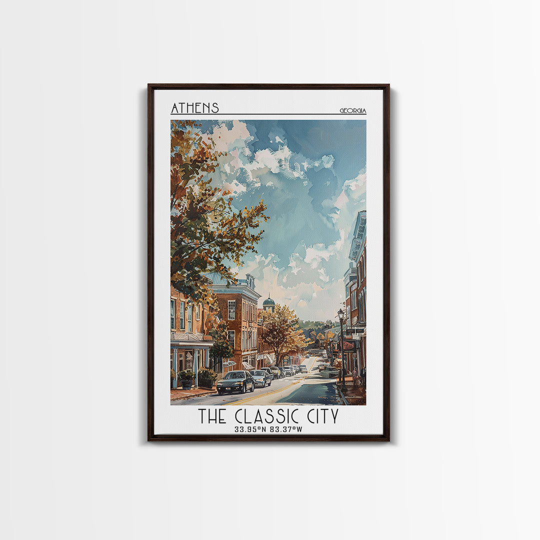 Athens Travel Poster, Framed Canvas Print, Travel Prints, Landscape Art, Mid Century Wall Art, Travel Wall Art, Vintage Travel Print