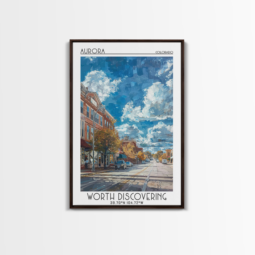 Aurora Travel Poster, Framed Canvas Print, City Travel Poster, Travel Wall Decor, Home Office Decor, Minimalist Poster, Travel Decor