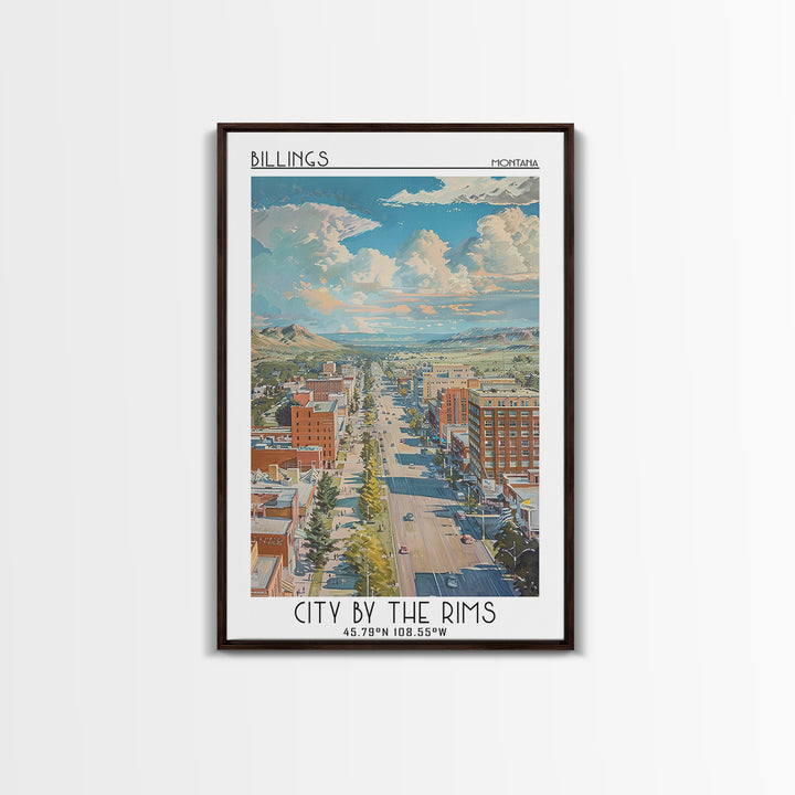 Billings Travel Poster, Framed Canvas Print, Travel Prints, Landscape Art, Wall Art, Travel Print, Minimalist Poster, Vintage Travel