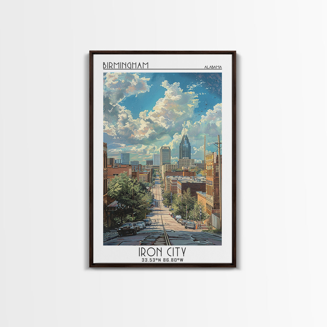 Birmingham Travel Poster, Framed Canvas Print, Retro Travel Poster, City Wall Art, Gallery Wall Set, Minimalist Poster, Travel Print