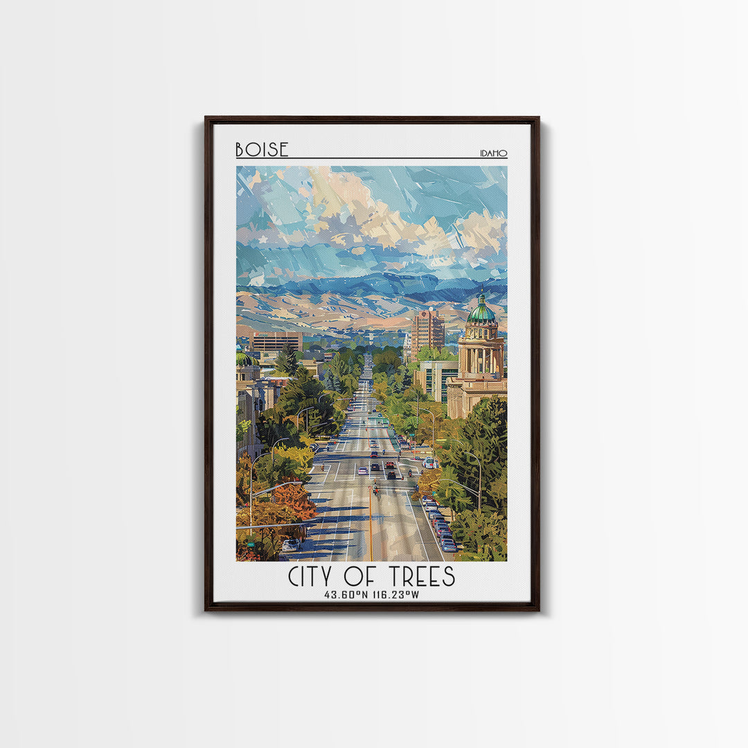 Boise Travel Poster, Canvas Print, Retro Wall Art, Travel Print, Gallery Wall Set, Art Print, Fine Art Print, Wall Art, Travel Decor