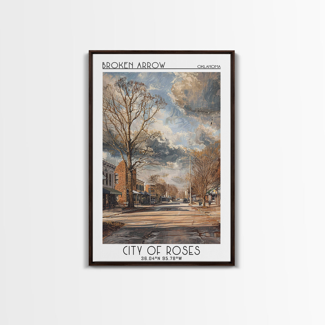 Broken Arrow Travel Poster, Framed Canvas Print, Travel Prints, Landscape Art, Modern Wall Decor, Travel Posters, City Travel Poster