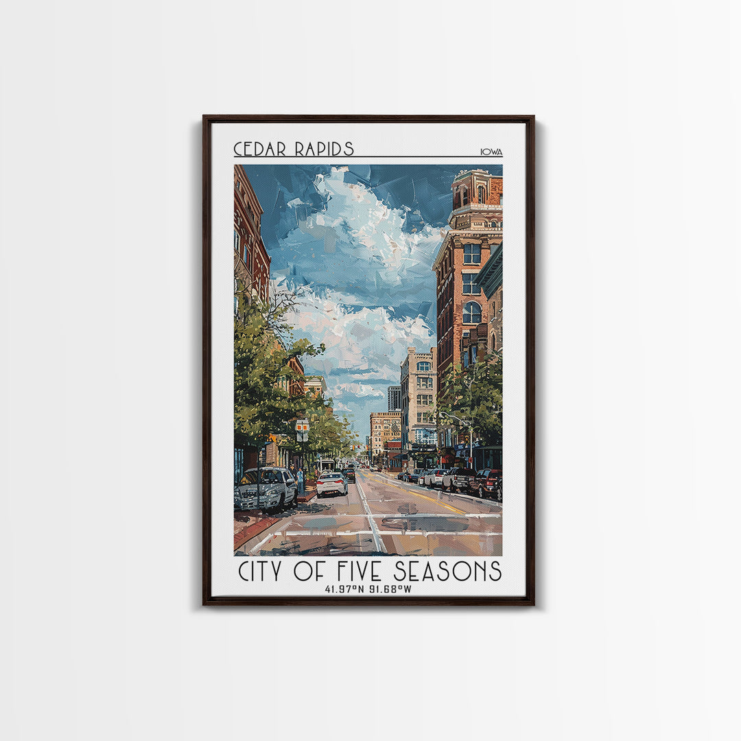 Cedar Rapids Travel Poster, Framed Canvas Print, Poster Print, Travel Wall Art, Travel Art Print, Retro Travel Poster, Landscape Art