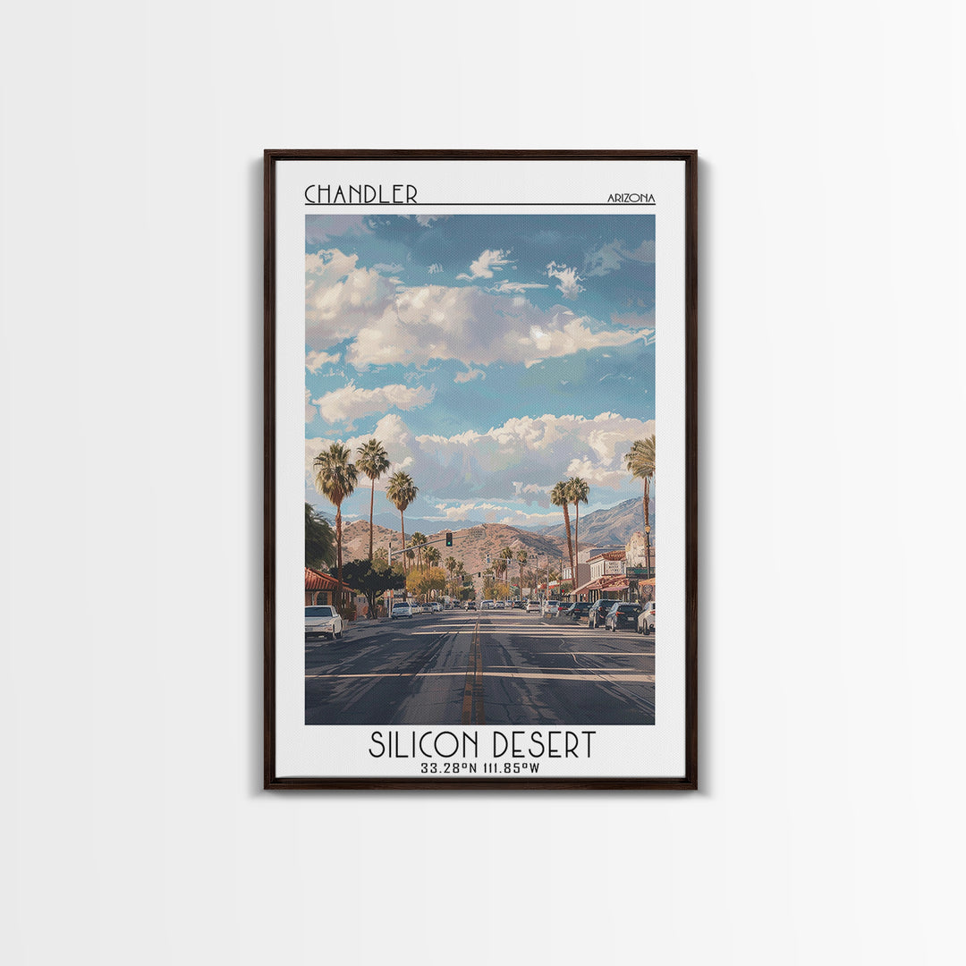 Chandler Travel Poster, Canvas Print, Travel Wall Art, City Wall Art, Vintage Travel, Mid Century Wall Art, Landscape Art, Art Print