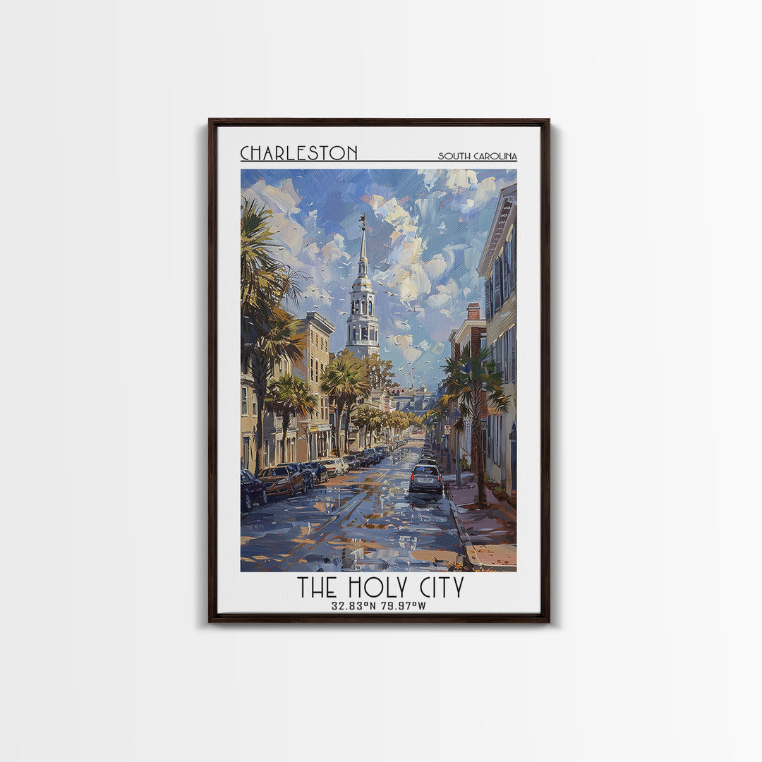 Charleston Travel Poster, Canvas Print, Travel Wall Art, City Wall Art, Living Room Wall Art, Gallery Wall Set, Vintage Travel Print