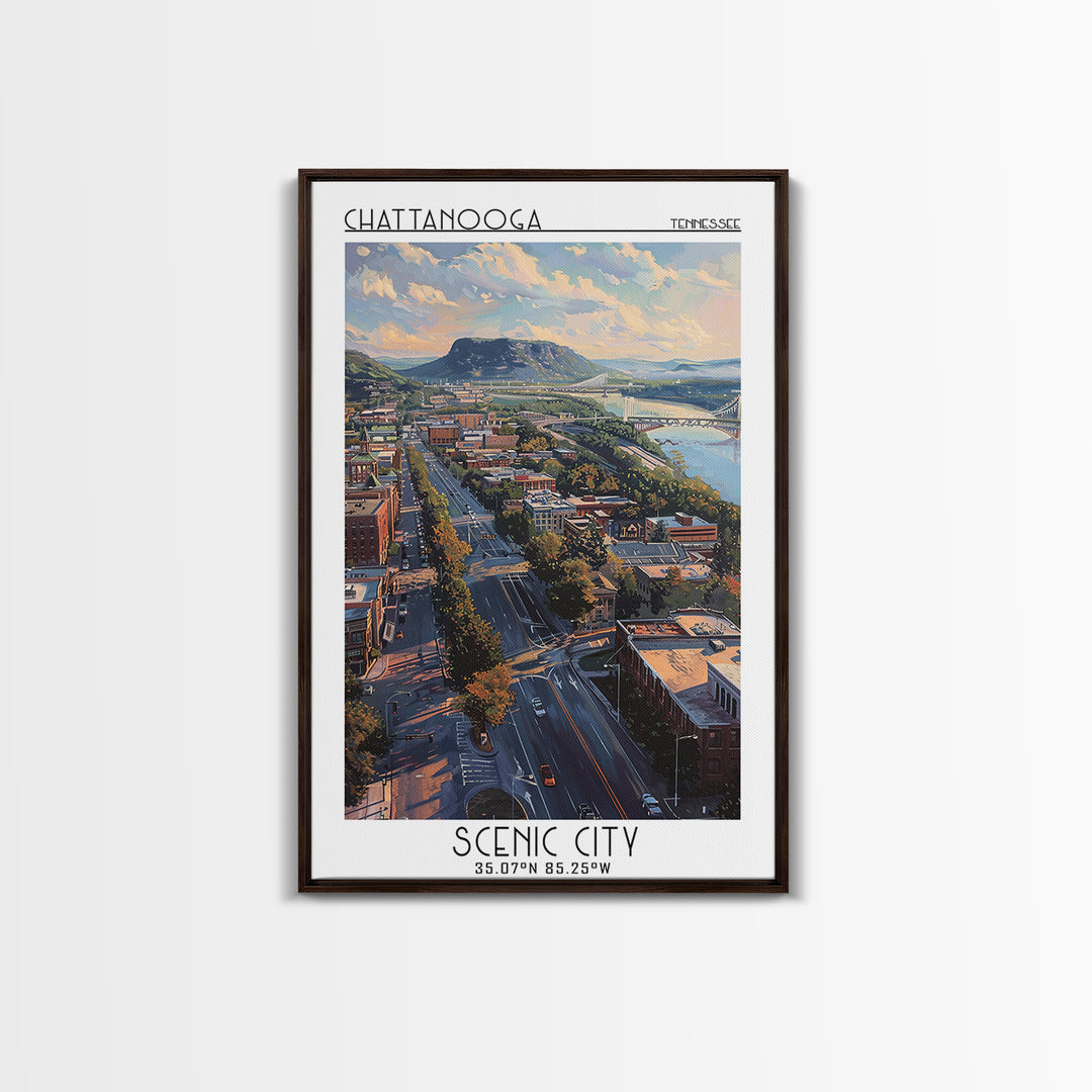 Chattanooga Travel Poster, Canvas Print, Poster Print, Travel Wall Art, Wall Art, Retro Wall Art, Wanderlust Gift, Minimalist Poster