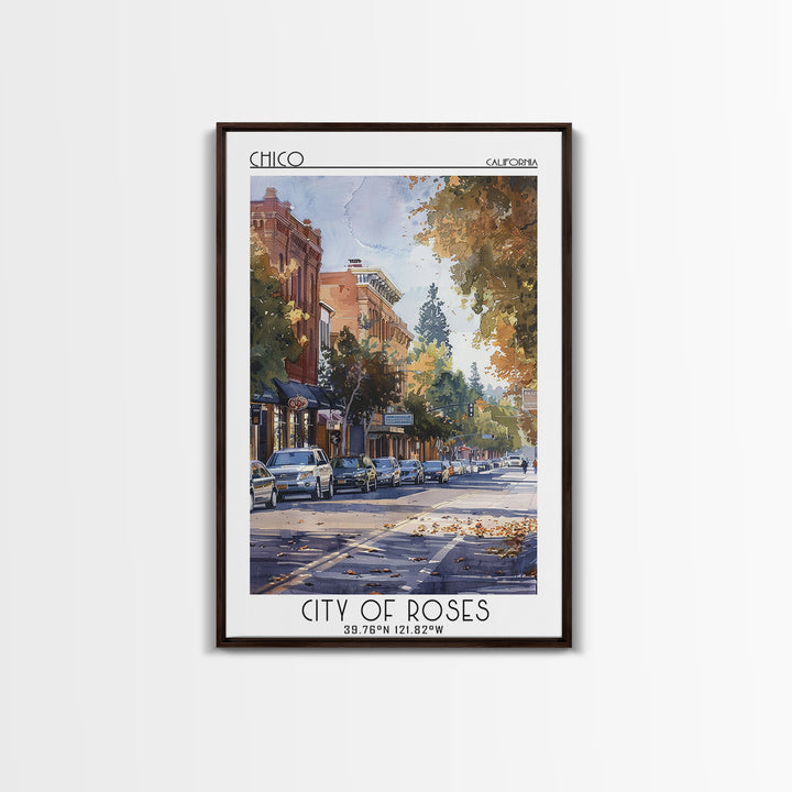 Chico Travel Poster, Framed Canvas Print, City Travel Poster, Travel Wall Art, City Wall Art, Art Print, Landscape Art, Poster Print