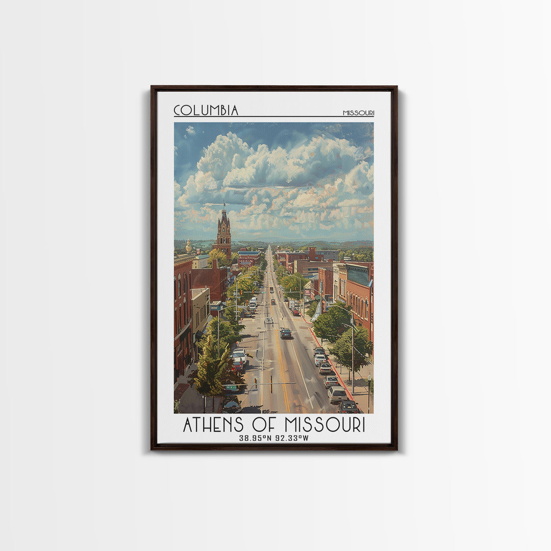Columbia Travel Poster, Framed Canvas Print, City Art Print, Travel Wall Art, Vintage City Poster, Poster Print, Retro Travel Poster