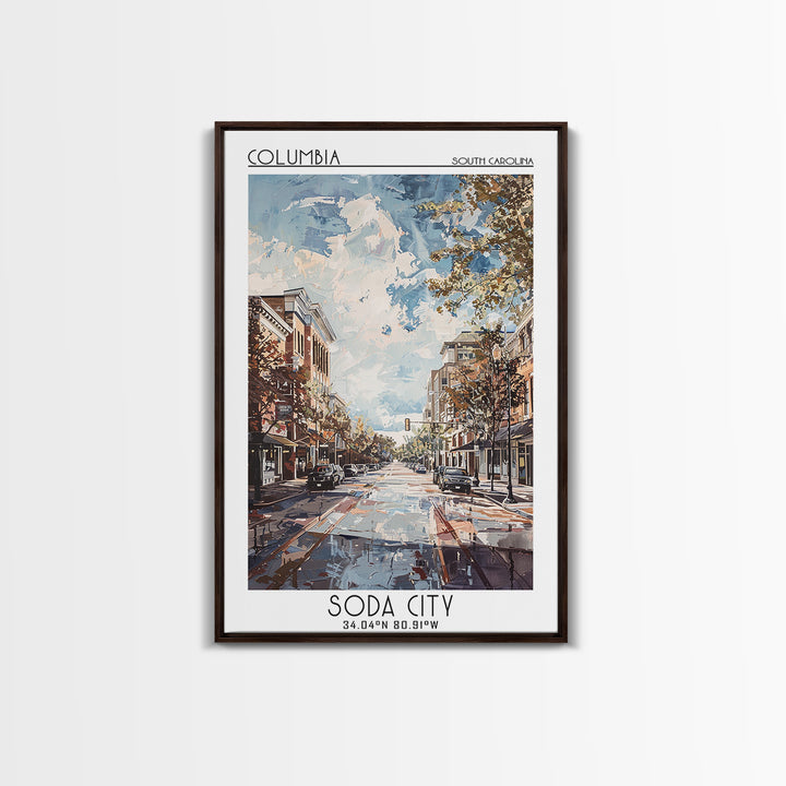 Columbia South Carolina Travel Poster, Framed Canvas Print, City Travel Poster, Travel Wall Art, Travel Posters, Retro Travel Poster