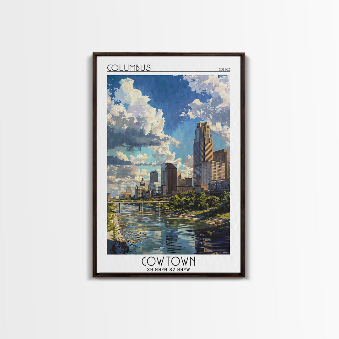 Columbus Ohio Travel Poster, Canvas Print, Travel Wall Art, City Wall Art, Vintage Travel Print, Retro Wall Art, Retro Travel Poster