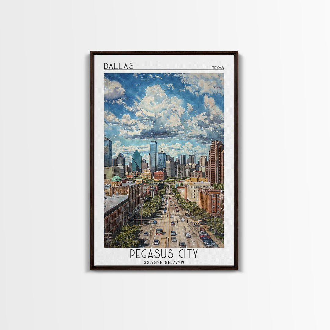 Dallas Travel Poster, Framed Canvas Print, City Travel Poster, Travel Wall Art, Retro Travel Poster, City Wall Art, Gallery Wall Set