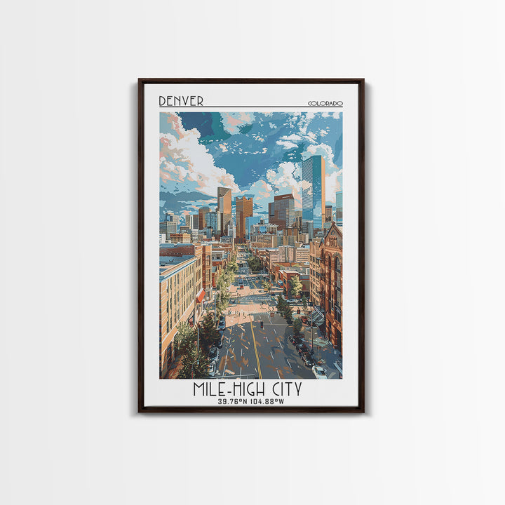 Denver Travel Poster, Framed Canvas Print, City Travel Poster, Travel Wall Decor, Minimalist Poster, Modern Wall Decor, Travel Decor