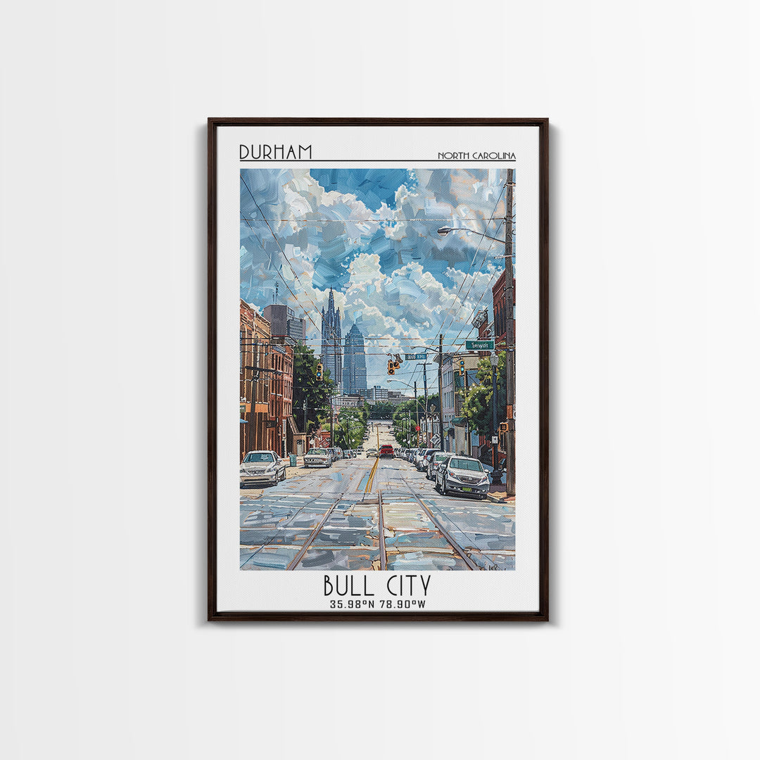 Durham Travel Poster, Framed Canvas Print, Retro Travel Poster, City Wall Art, Retro Travel Print, Home Office Decor, Fine Art Print