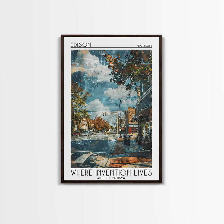 Edison Travel Poster, Framed Canvas Print, Retro Wall Art, Travel Print, City Wall Art, Modern Wall Decor, City Art Print, Art Print
