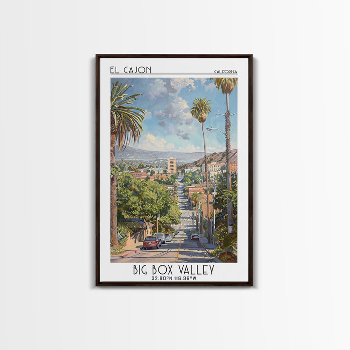 El Cajon Travel Poster, Framed Canvas Print, Travel Art Print, Modern Wall Decor, Travel Decor, Home Office Decor, Travel Wall Decor
