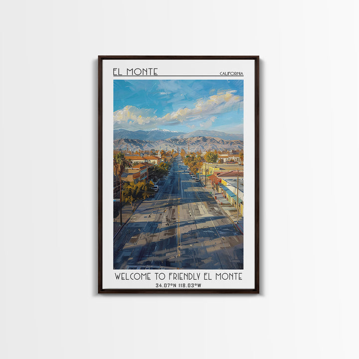 El Monte Travel Poster, Framed Canvas Print, Travel Prints, Landscape Art, Poster Print, Home Decor, Wanderlust Gift, Travel Posters