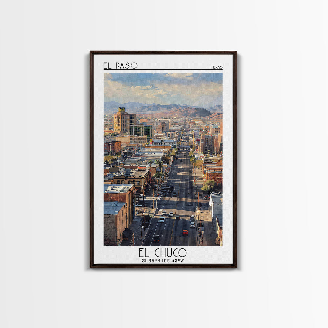 El Paso Travel Poster, Framed Canvas Print, City Travel Poster, Vintage City Poster, Travel Wall Art, Wanderlust Gift, Landscape Art