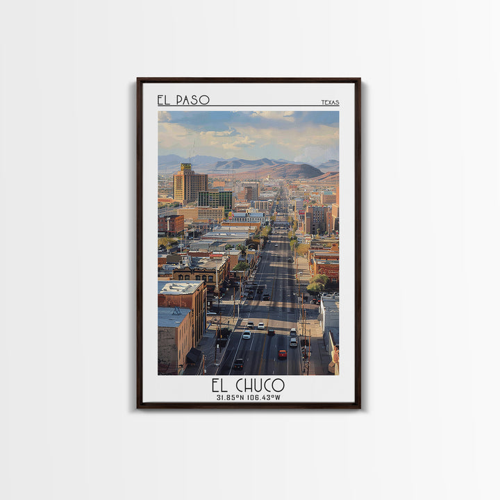 El Paso Travel Poster, Framed Canvas Print, City Travel Poster, Vintage City Poster, Travel Wall Art, Wanderlust Gift, Landscape Art