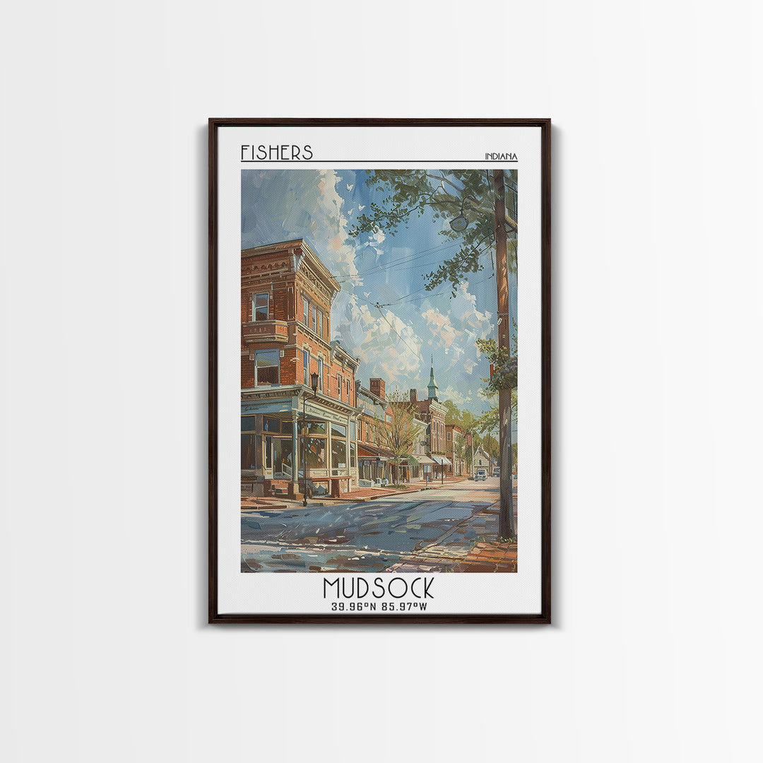 Fishers Travel Poster, Framed Canvas Print, Retro Travel Poster, City Wall Art, Landscape Art, Vintage City Poster, Travel Art Print