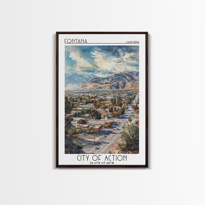 Fontana Travel Poster, Framed Canvas Print, City Art Print, Travel Wall Art, Art Print, Travel Art Print, Travel Decor, Poster Print