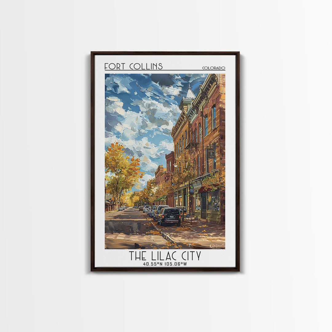 Fort Collins Travel Poster, Framed Canvas Print, City Travel Poster, Travel Wall Decor, Poster Art, Modern Wall Decor, Travel Prints