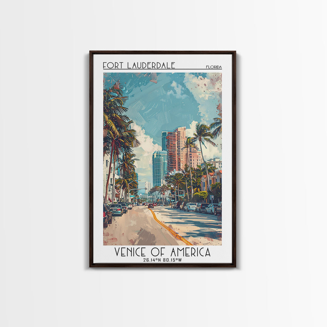 Fort Lauderdale Travel Poster, Framed Canvas Print, City Art Print, Travel Wall Art, Poster Art, Travel Art Print, Modern Wall Decor