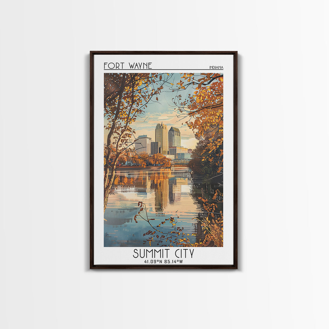 Fort Wayne Travel Poster, Canvas Print, Travel Wall Art, City Wall Art, Travel Posters, Home Office Decor, Wall Art, Wanderlust Gift