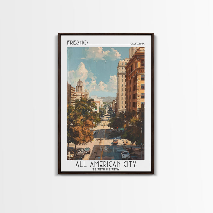 Fresno Travel Poster, Framed Canvas Print, City Art Print, Travel Wall Art, Wall Art, Poster Print, Travel Posters, Gallery Wall Set