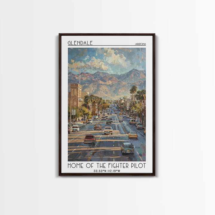 Glendale Travel Poster, Framed Canvas Print, Vintage Travel Print, City Wall Art, Wall Art, Art Print, Travel Wall Art, Poster Print