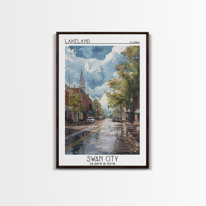 Lakeland Travel Poster, Canvas Print, City Art Print, Travel Wall Art, Retro Travel Poster, Travel Posters, Art Print, Landscape Art